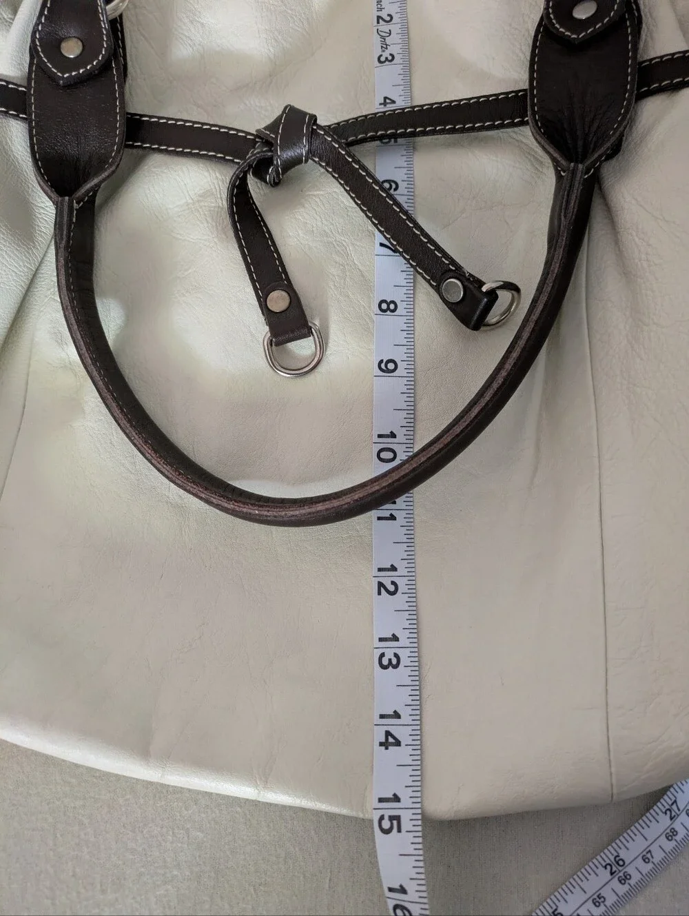 Cavalcanti Cream And Brown Slouchy Tote Hobo 2005-2009 Italian Leather